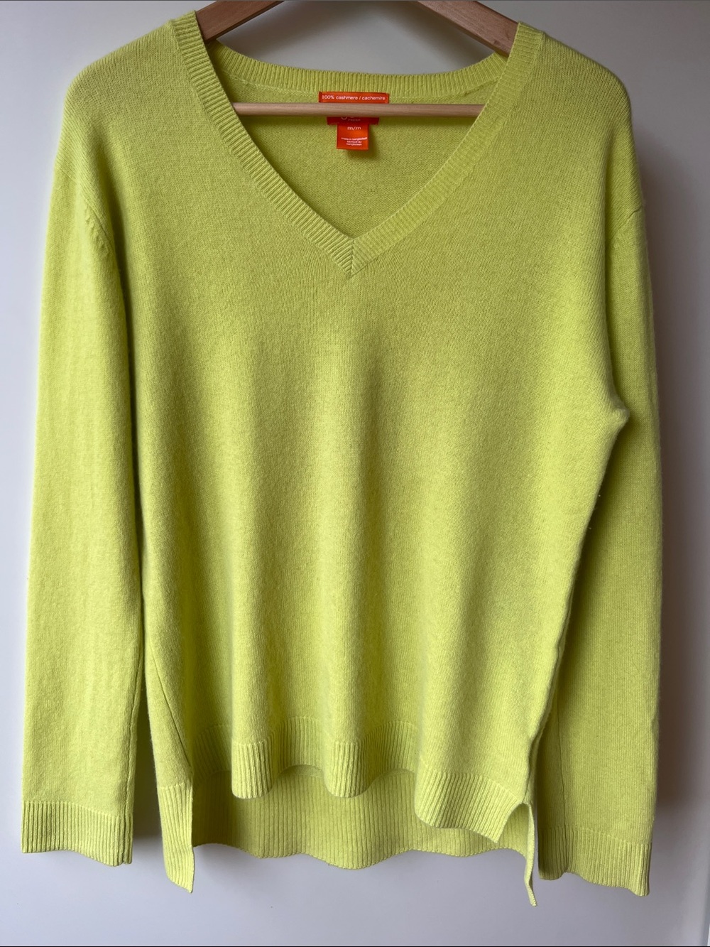 Bright Yellow V-Neck Cashmere Sweater - Women